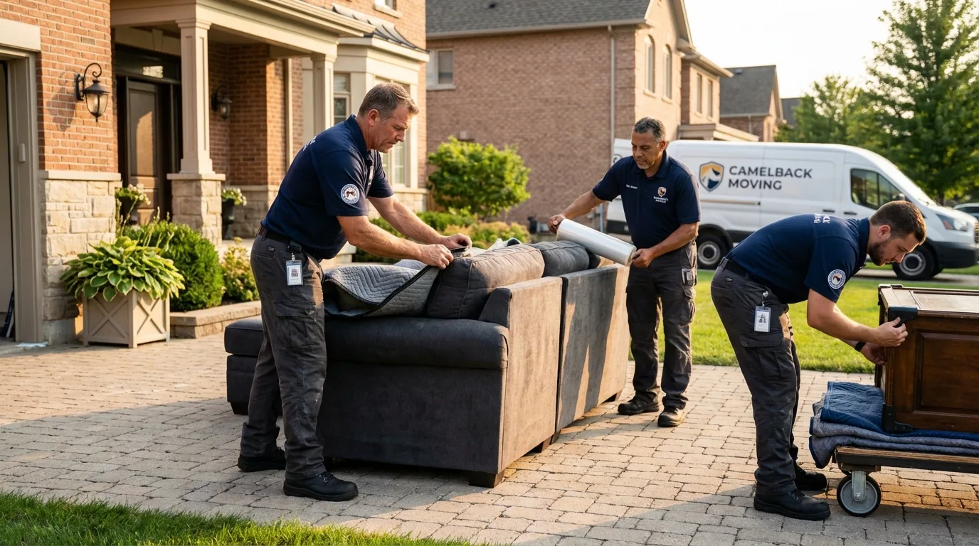 Large estate moving crew wrapping furniture in Wisner, NE